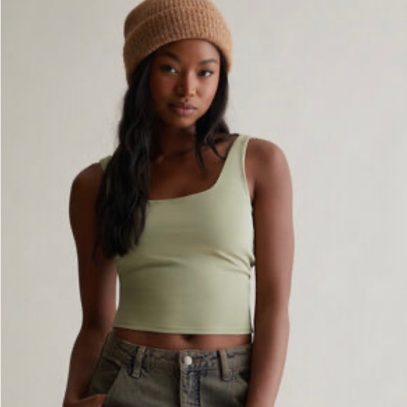 New Pacsun Contour Shape Me Square Neck Tank Top in Sage Green XXL - Picture 2 of 9